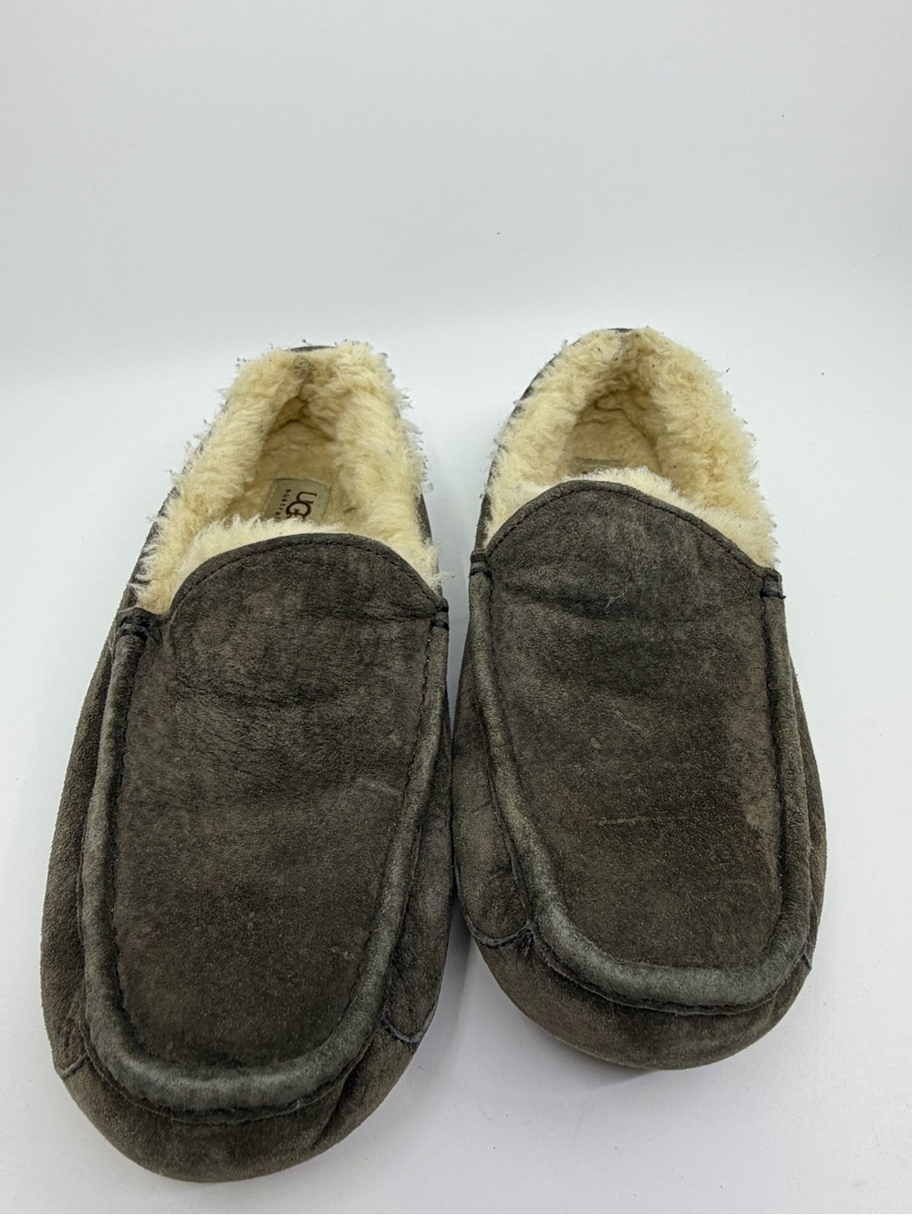UGG Australia Ascot Men’s 8 Charcoal Grey Suede Sheepskin Slippers
